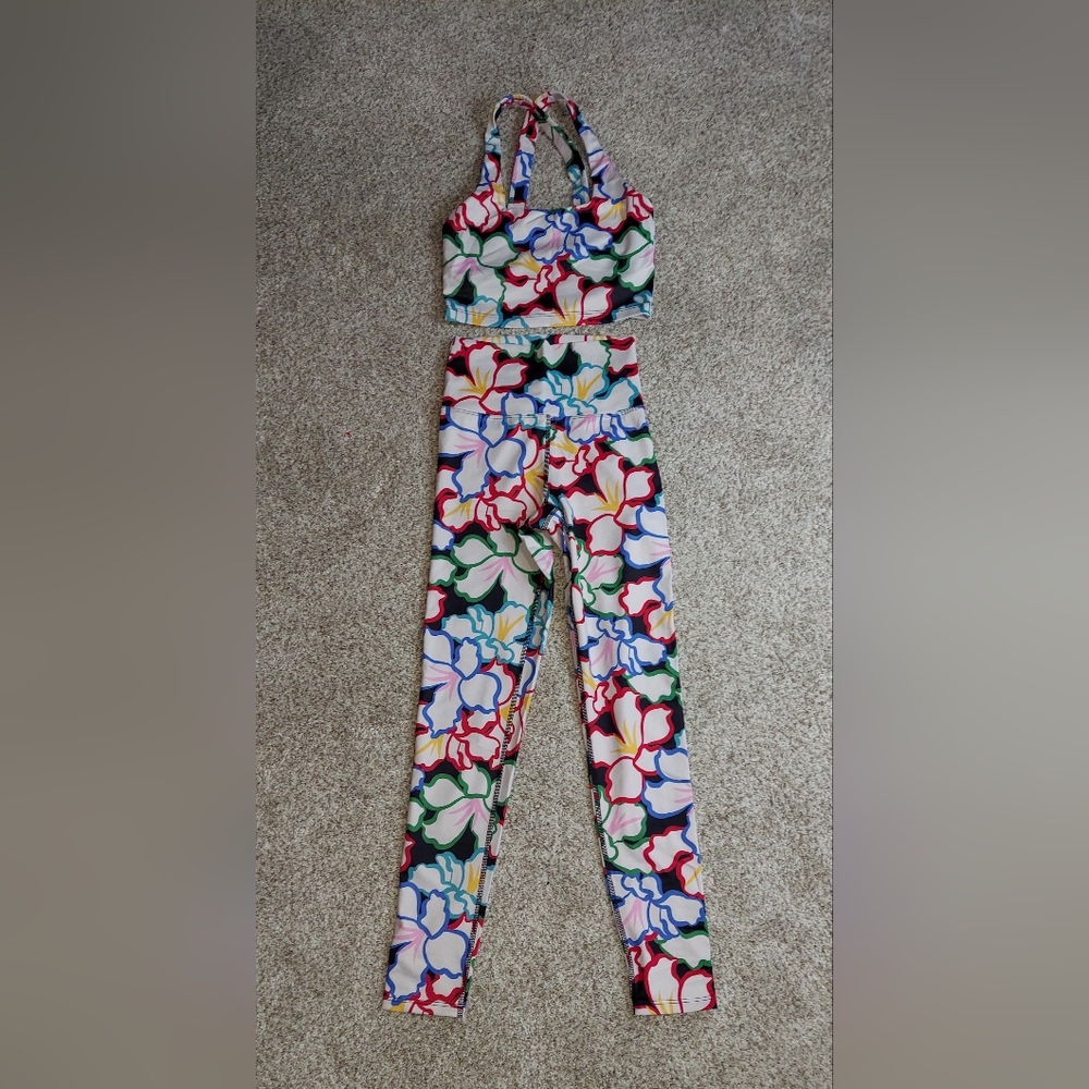 Beach Riot Multicolor Floral Print Sports Bra & Leggings Set